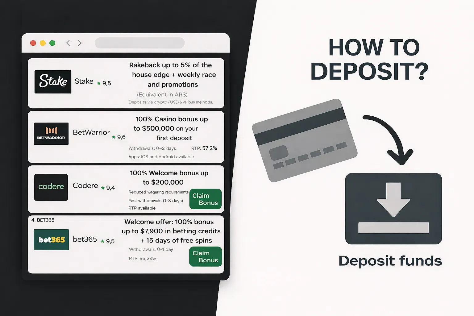 Deposit flow in Dana White Casino
